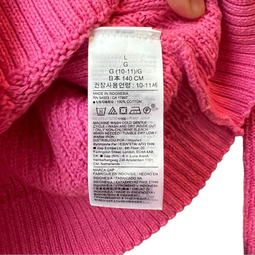 GAP Kids Cable-Knit Sweater Pheobe Pink Cotton‎ NWT Size Large / US 10